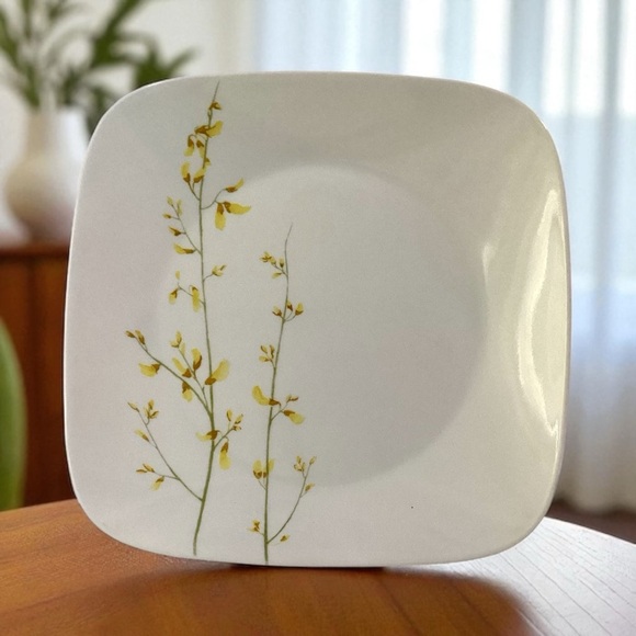 Corelle Kobe Square Corning Vitrelle 10.50" Dinner Plate Forsythia Set Of 2 - Picture 1 of 6
